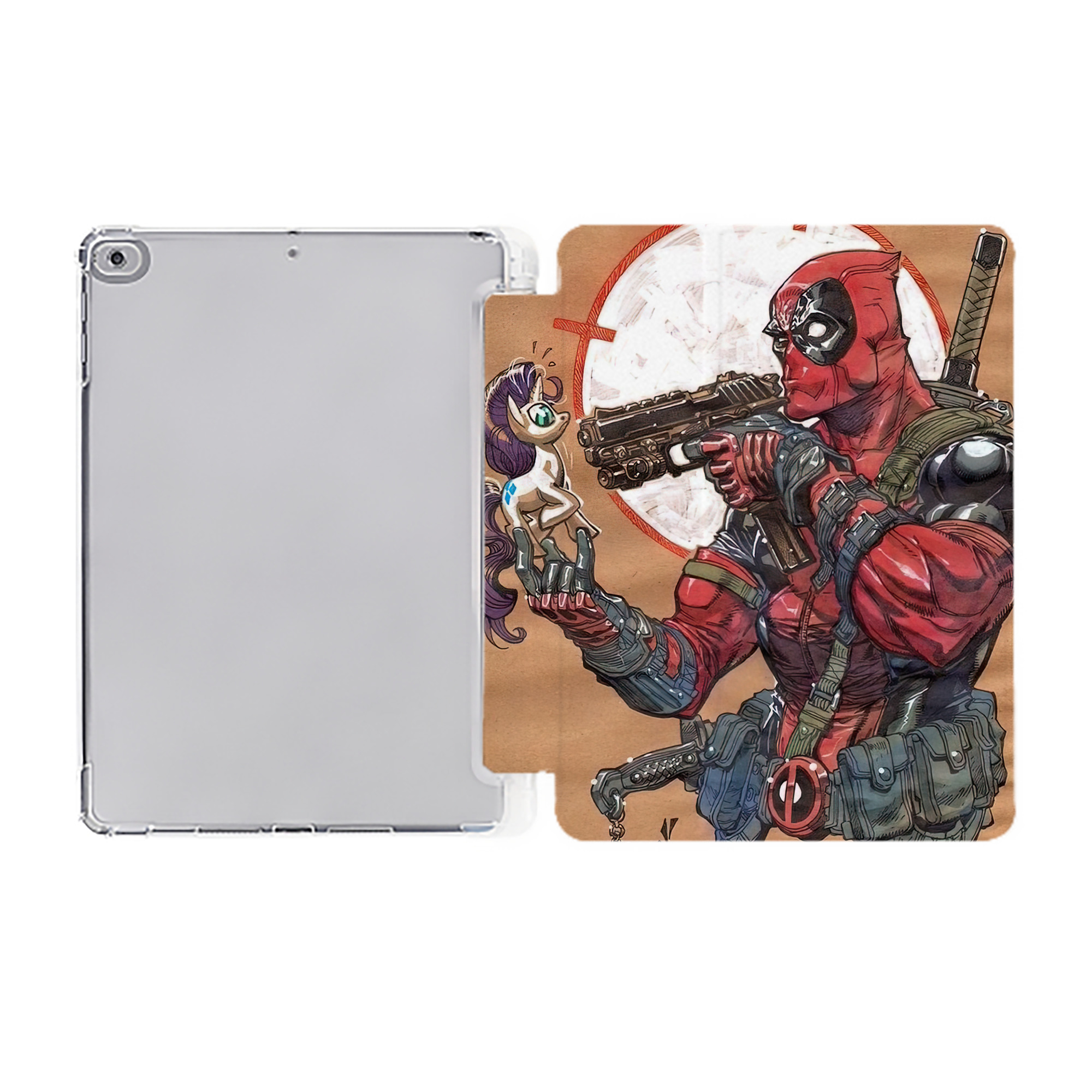 （画像用） Deadpool デッドプール IPad ケース ペン収納付き 三つ折りスタンド PUレザー×シリコン 対応機種9.5/10.5/10.9インチ